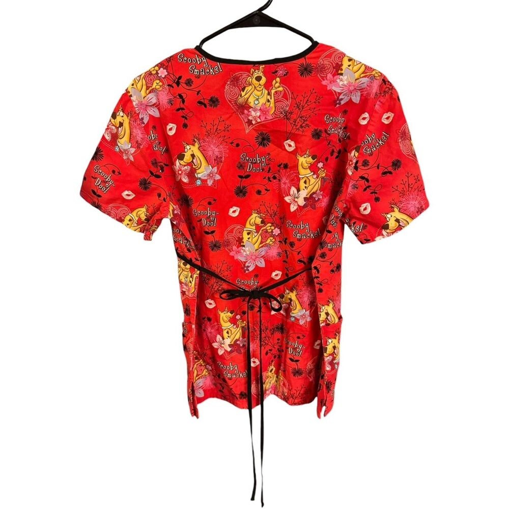 Womens Scooby Doo Vneck Nurse Medial Vet Scrub Back Tie Size Small 6960C - Picture 2 of 6